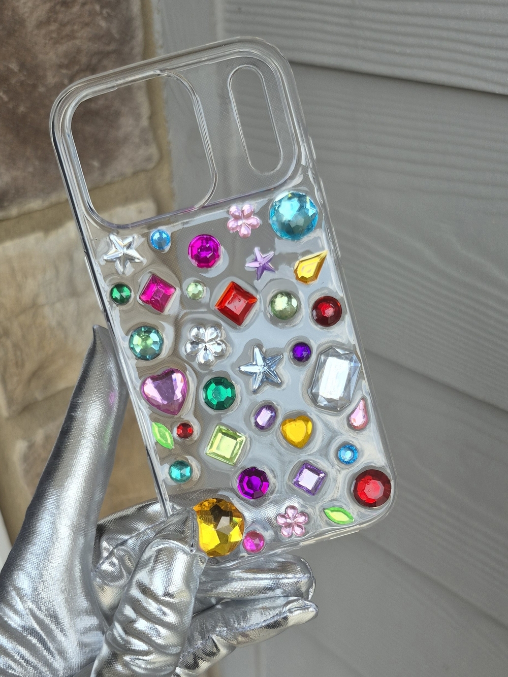 17 Pro Multicolor Gemstone Phone Case - New Handmade